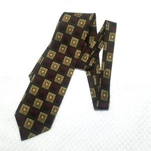 Mens Alexander Julian Colours Maroon and Gold Checkered Silk Tie
